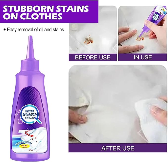 Stain Remover, Active Enzyme Laundry Stain Remover, Laundry Stain Remover Spray, White Shirt Garment Stubborn Stain Cleaner Oil Remover, For Clothes Laundry (2COLORS)