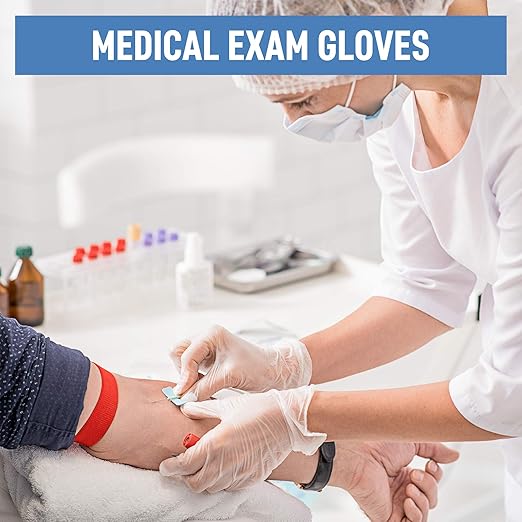 Powder Free Disposable Gloves Medium, [1000 Count] - 4 Mil Clear Vinyl Gloves- Extra Strong, 4 Mil Thick - Latex Free, Food Safe, Medical Exam Gloves, Cleaning Gloves - 10 Boxes of 100