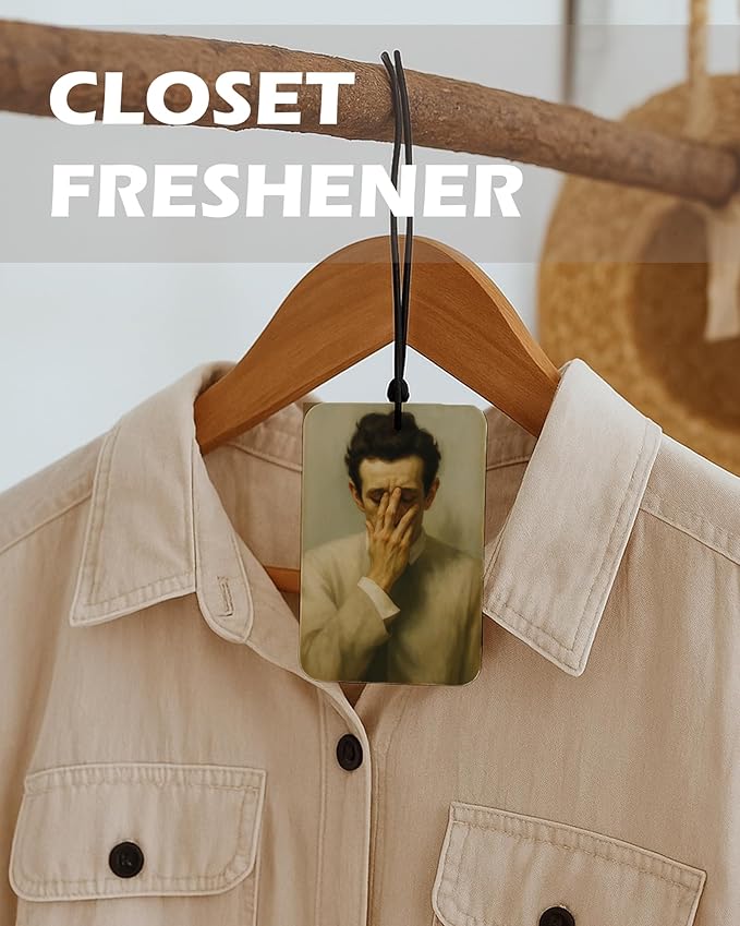 Funny Bathroom Cologne Air Freshener 4 Pcs, Classical Vintage Humor Portrait Painting Hanging Air Freshener for Cars Bathroom Dorm Books Decor, Retro Accessories Gifts for Women Girls Men
