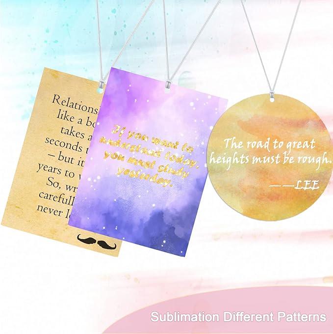 101Pcs Air Freshener Sublimation Blanks Kit Car Scented Hanging Sheets DIY Felt Sublimation Blank Air Freshener Sheet for Car and Home with Elastic Rope and Self-Seal Bags (Rectangle)