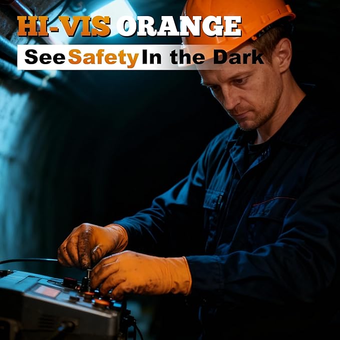 TitanFlex Heavy Duty Orange Industrial Nitrile Gloves with Raised Diamond Texture, Latex Free (6mil/8mil)