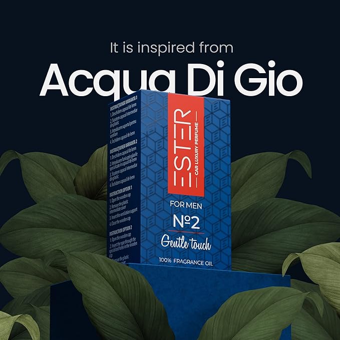Car Luxury Perfume - Acqua DiGio - Air Freshener - №2 Gentle Touch: For Men - 1Fl Oz Luxury Essential Oil Diffuser with Sticks - Strong and Long-Lasting Scent