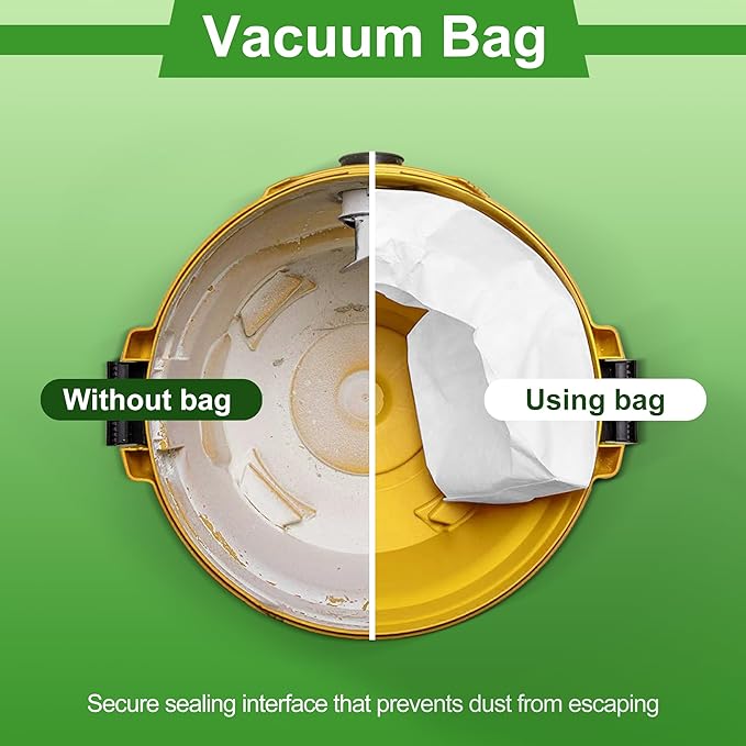 5 Pack Vacuum Bags Replacement for Shop Vac Bags 1-1.5 Gallon Type A 90667 9066700 9066733, PETOX High-Efficiency Disposable Vaccum Collection Filter Bags