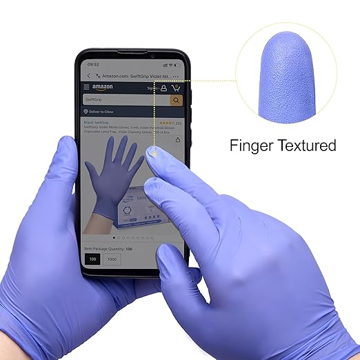 Disposable Nitrile Exam Gloves, 3mil, XL, Box of 100, Violet Nitrile Gloves Disposable Latex Free for Medical, Cleaning, Cooking & Esthetician, Food-Safe, Powder-Free, Purple, Non-Sterile