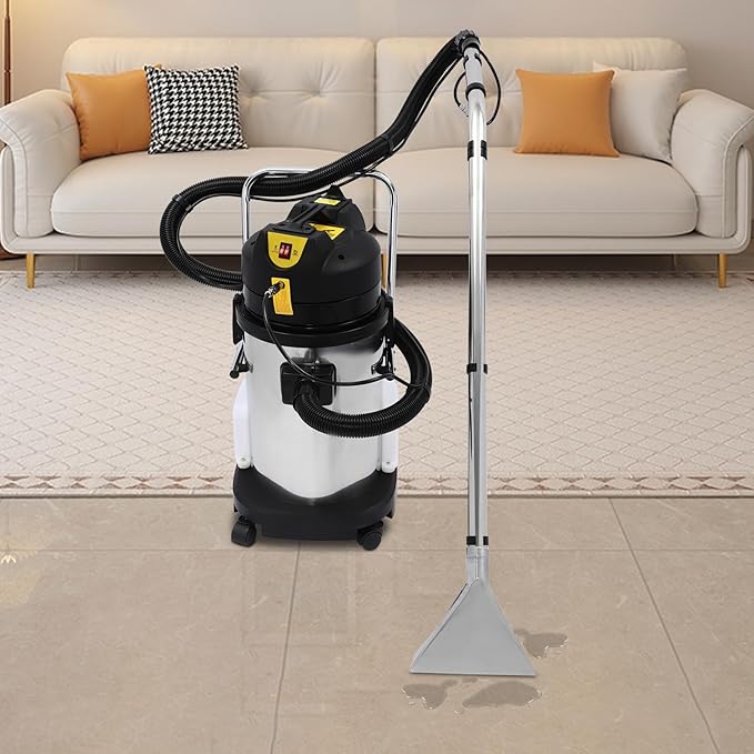 30L/8Gal Commercial Carpet Cleaner, 1000W Wet Dry Upholstery Cleaner Machine with Long Flat/Dust/Water Vacuum Head, Professional 3in1 Floor Cleaning Machine Extractor Vacuum for Carpet Sofa Curtain