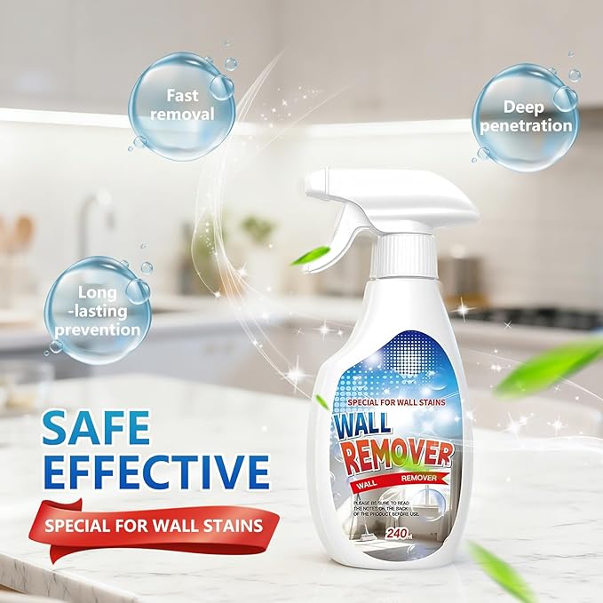 Highly Effective Removal Spray,Wall Cleaner Spray,Multi-Surface Cleaning Solution,Wall Cleaner for Wood,Tile,Fabric,Bathrooms,Kitchens - 8.12 Fl oz