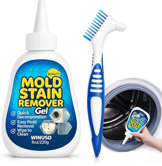 8OZ Active Stain Remover Gel Cleaner for Washing Machine Seal, Bathroom Grout, Shower Caulk, Tile, Walls, Toilet Bowl, Sink, Silicone - Effortless Application, Long-Lasting Protection