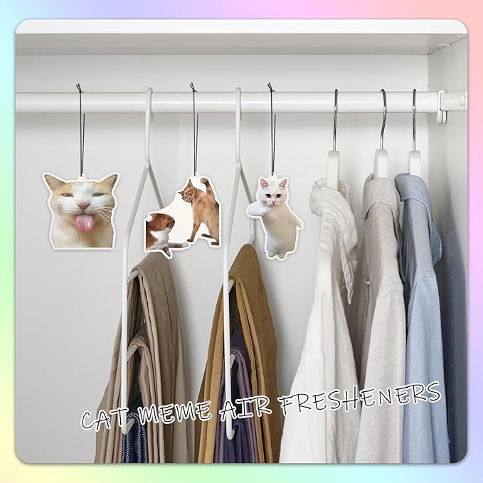 6Pcs Funny Car Air Freshener for Women Girls Men Cute Freshener Ornaments Cat Meme Funny Car Hanging Accessories