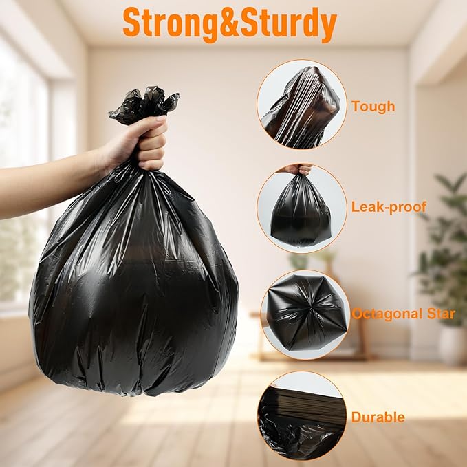O2frepak 33 Gallon Tall Tear-Resistant Trash Bags,Heavy Duty,Tastless and 80x100cm Black Garbage Bags (30 Count,80x100cm)