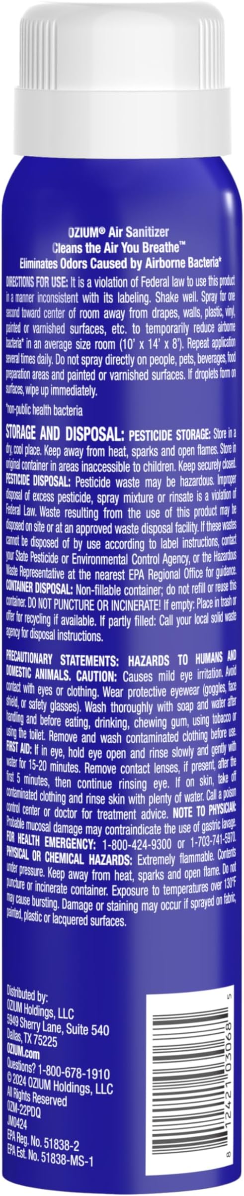 Ozium 3.5 Oz. Air Sanitizer & Odor Eliminator for Homes, Cars, Offices and More, Carbon Black Scent, 4 Pack