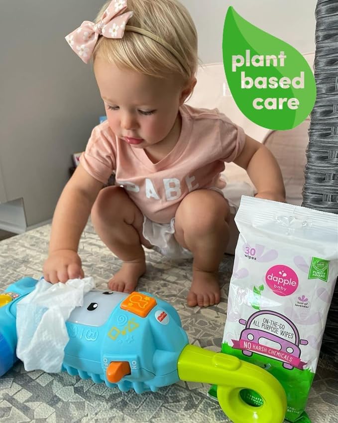 Dapple baby All Purpose Wipes, Hypoallergenic & Powered by Plants Cleaning Wipes, Hint of Lavender, 30 Count (Pack of 1)