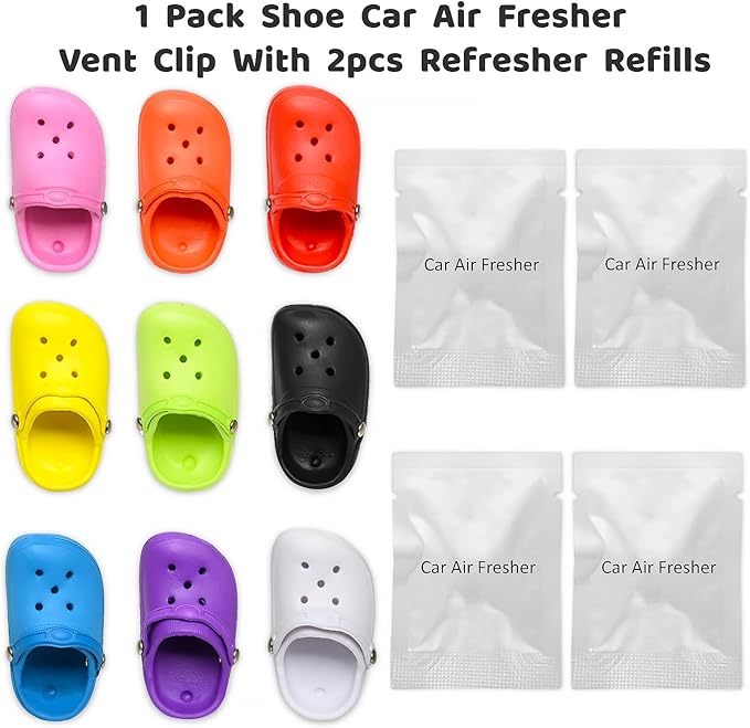 1 Pack Cute Car Air Freshener,Shoe Shape Car Vent Clips with 2PCS Refills Solid Fragrance Replacement Pads Car Decor Car Perfume Clip Car Interior Accessories for Men/Women（Yellow）