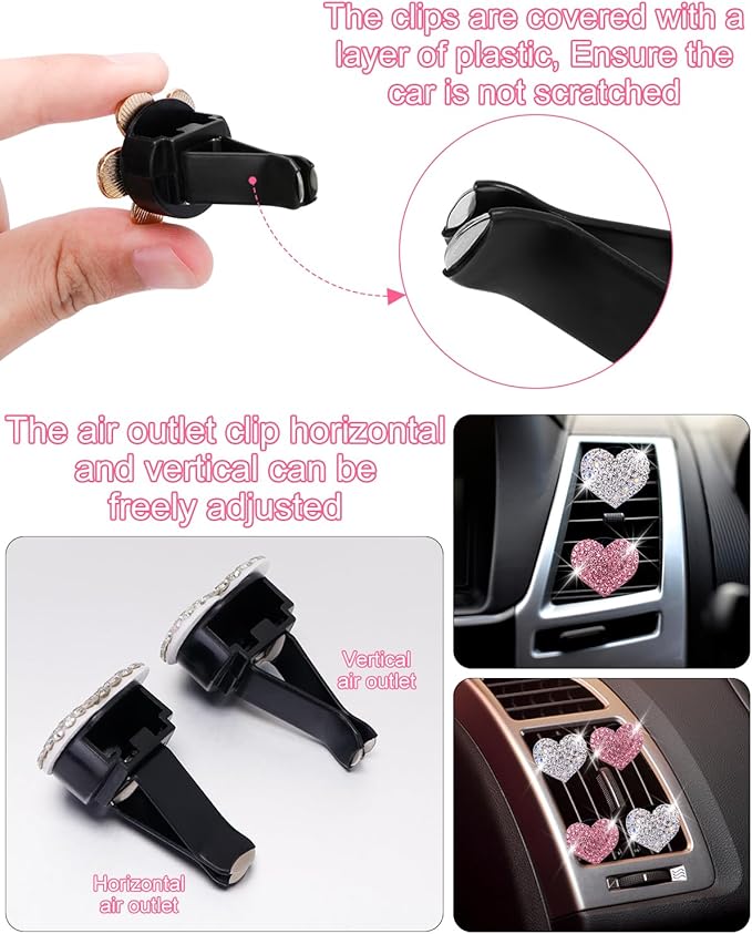 12Pcs PGRODE Car Air Vent Clips with Fragrance Pads, Cute Air Fresheners Clip Car Decor Accessories for Women and Girls, Interior Aesthetic (Daisy)