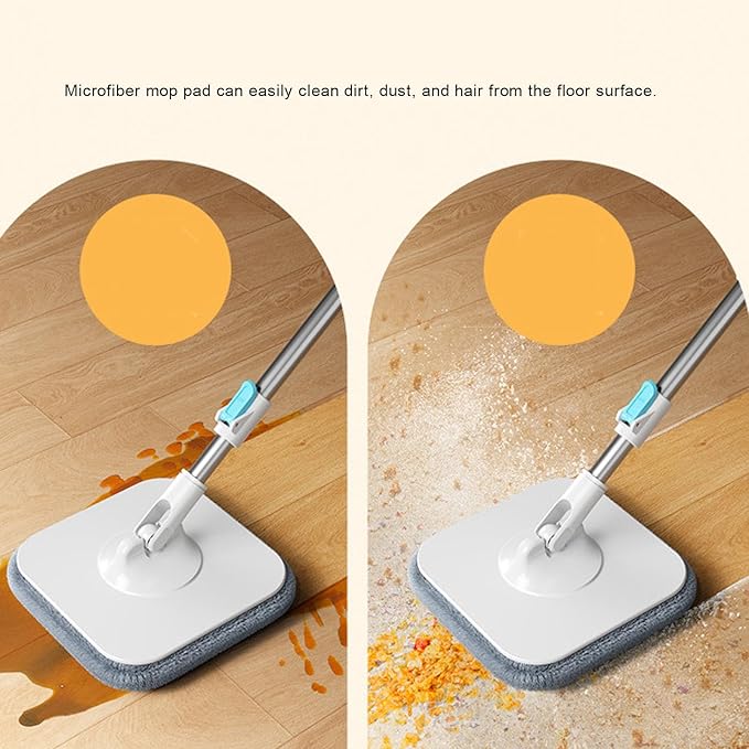 Spin Mop and Bucket Set with Self Separation Dirty and Clean Water System 360° Rotating Self Wringing Square Mop for Home