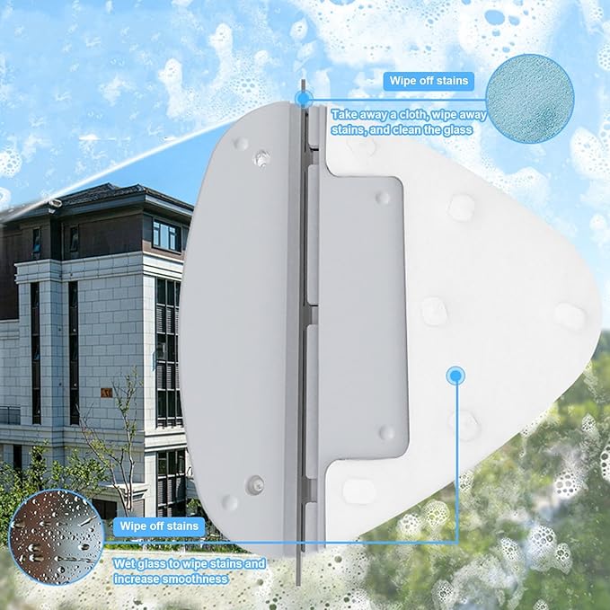 Magnetic Double Sided Window Cleaner, Double-Sided Magnetic Window Cleaner, Adjustable Magnet Glass Cleaner, Triangular Wiper Glider - Efficiently Clean Outside from Inside