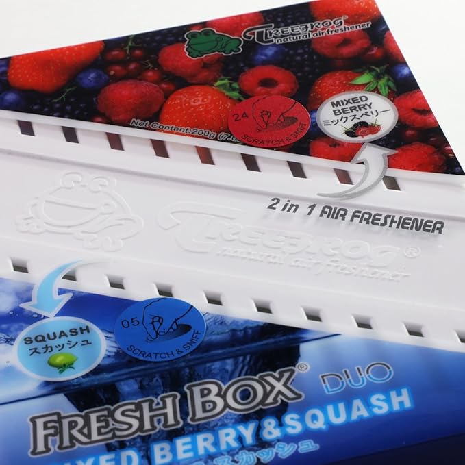 Auto Dynasty Treefrog Fresh Box Duo Under-The-Seat Long Lasting Natural Air Freshener (Mixed Berries&Squash Scented)