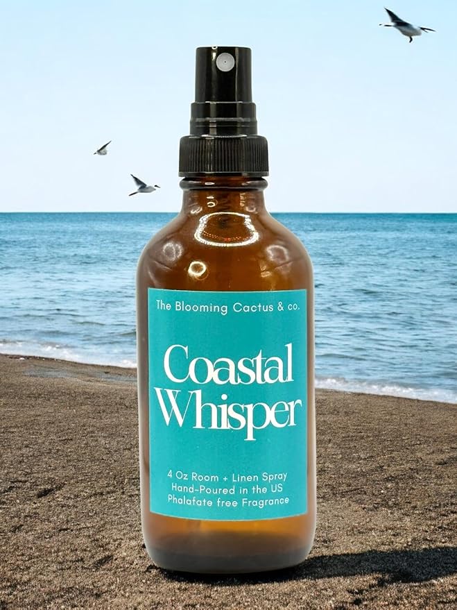The Blooming Cactus & Co. Home | Linen | Room Spray - Air Freshener - Odor Eliminator - Car Air Freshener - Fabric Refresher - Mist Hand Poured - Made in USA – (Coastal Whisper)
