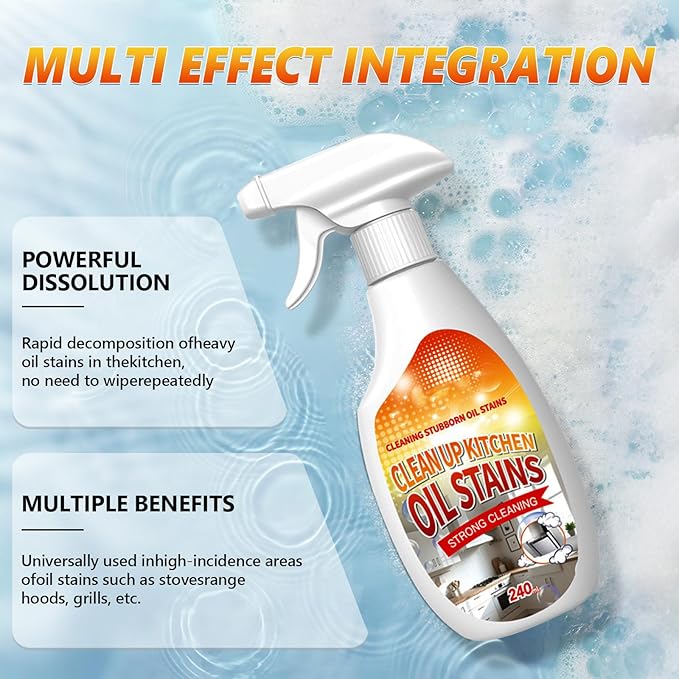 Clean Up Kitchen Oil Stains Spray,Kitchen Spray Cleaner,All-Purpose Cleaning Spray for Kitchens,Multi-purpose Oils Stain Cleaner,Clean Up Kitchens Oil Stains (240ml)