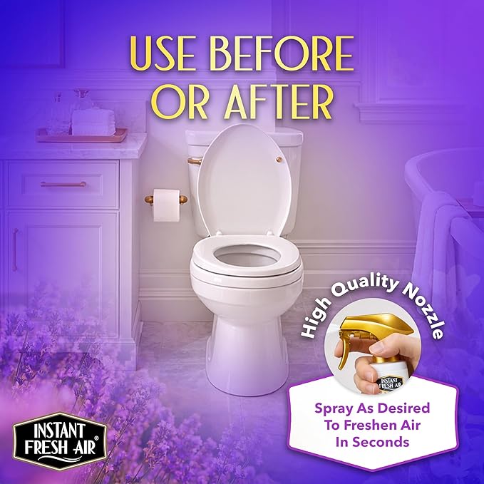 Seconda Premium Toilet Spray - Bathroom Air Freshener & Toilet Bowl Odor Eliminator - For Home, Business, School - Bathroom Deodorizer - Long Lasting Lavender Fragrance 10.1 fl oz.
