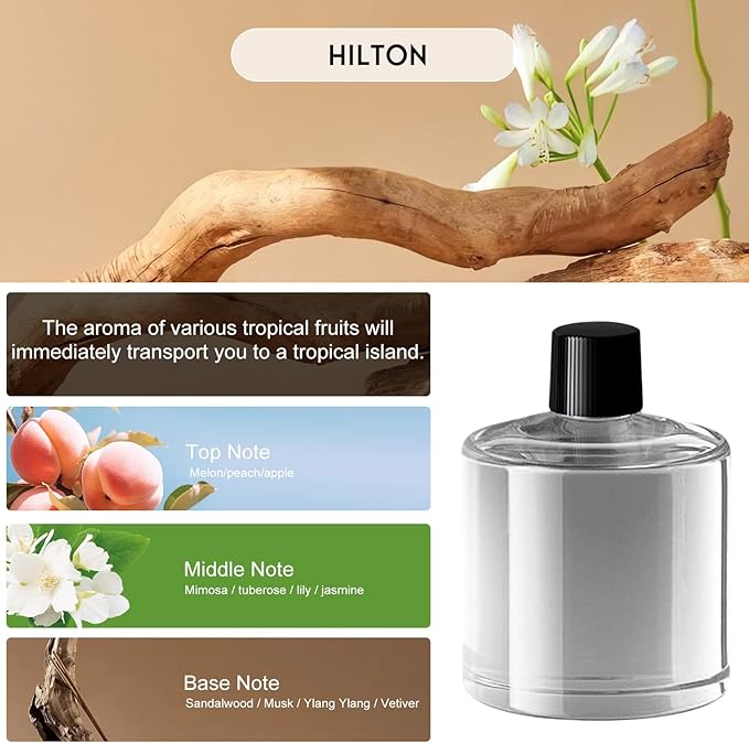 Refill for C5 Car Air Freshener Diffuser - 50ml Hilton-Scented Essential Oil (Fruity & Oriental) | Natural Plant-Based Formula | Lasts Up to 6 Months | Unisex Fragrance