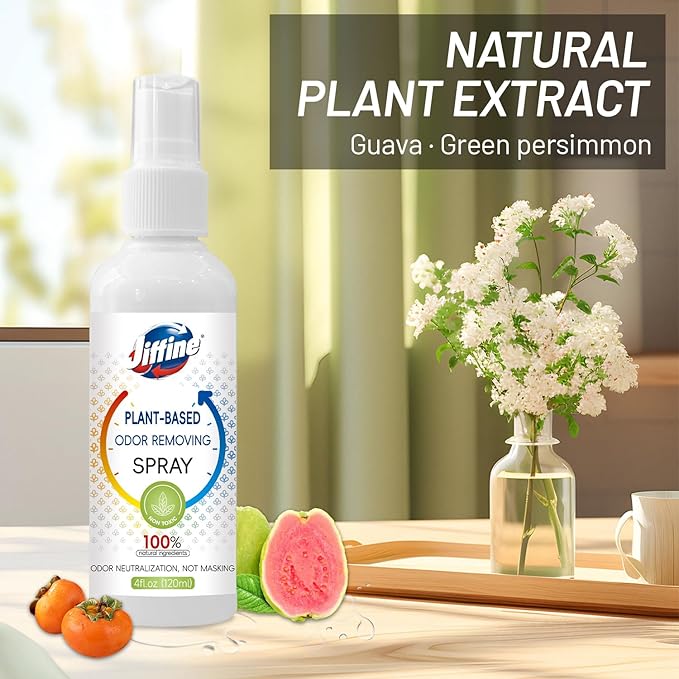 Odor Eliminator & Air Freshener Spray, 4 oz Portable Deodorizer, Natural Plant-Based Formula for Furniture, Shoes, pets, carpets, cars, clothes（unscented
