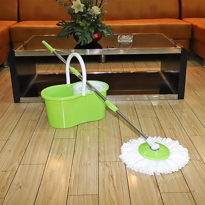 Mopping, BLL-19A 360° Microfiber Spin Mop with Bucket and Dual Mop Heads Self Wringing Spinning Mop Telescoping Handle Easy Universal for all venues Floor Floor Cleaning System for Home Kitchen Office