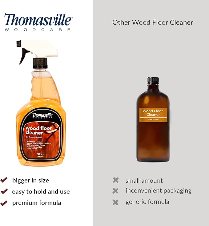 Thomasville WOOD FLOOR CLEANER – Use on Hardwood, Laminated or Faux Finished Floors. Shine Restorer Protector, Surface Cleaner House Cleaning Supplies Home Improvement, Natural Look, Cuts Grease