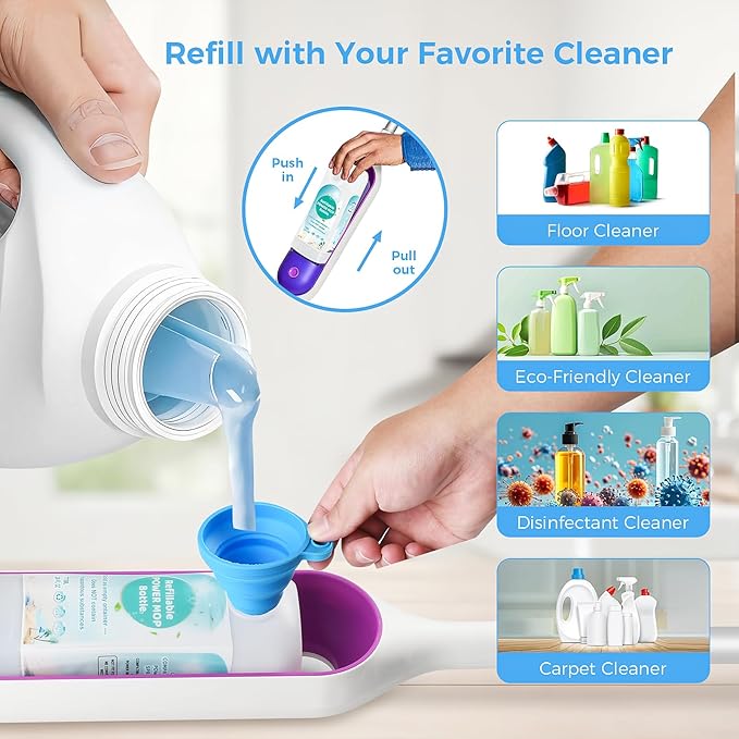 775ML Mop Refillable Bottle, 2000mAh Rechargeable Battery Pack, 20 Pack Mop Pad Refills for Swiffer® Mop