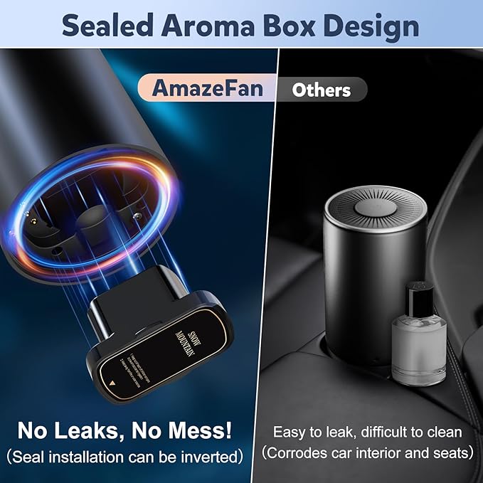 2025 Upgraded Smart Car Air Freshener Diffuser, New Car Smell Air Freshener Long Lasting, Auto On/Off, Adjustable Modes, Car Scent with 8 Ambient Lights, Car Diffusers for Essential Oil-Grapefruit