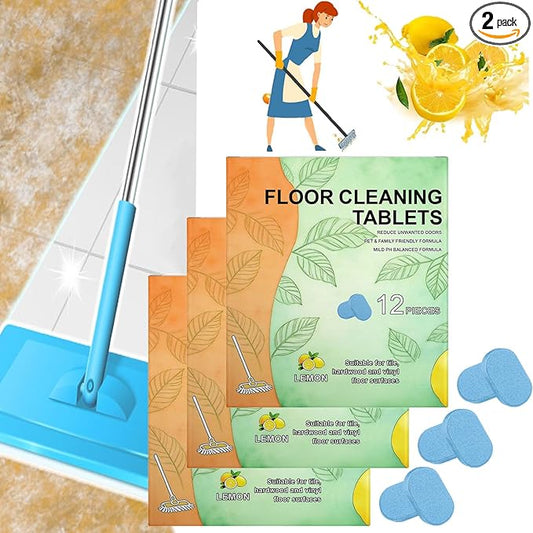 Floor Cleaning Tablets, 12pcs Floor Cleaner Tablets Hard Floor Cleaner Tablets, Floor Cleaning Tablets for Mopping, Pre-Measured Dissolvable Cleaning Solution for Wood Tile Marble, Lemon Scent (36PCS)