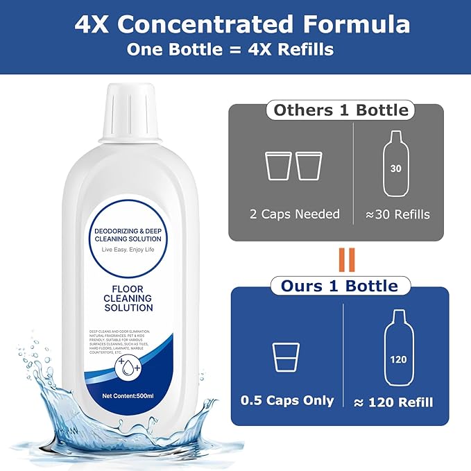 2 Packs Floor Cleaner Solution Compatible with Tineco Cleaning Solution Refill Natural Scented, Deep Clean Streaks & Residue Free for All Robotic Vacuum Mop Cleaner Solution for Hardwood Multi Surface