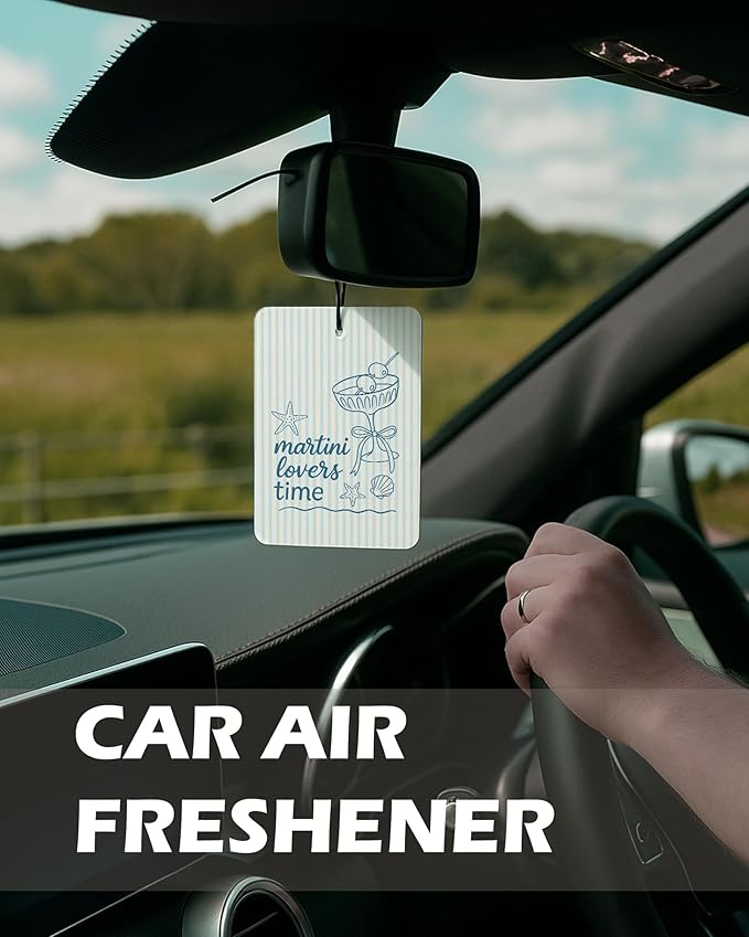 Blue Beach Cocktail Cologne Car Air Freshener 4 Pcs, Preppy Coastal Beachy Hanging Air Freshener for Cars Bathroom Dorm Books Decor, Preppy Beach Accessories Gifts for Women Girls