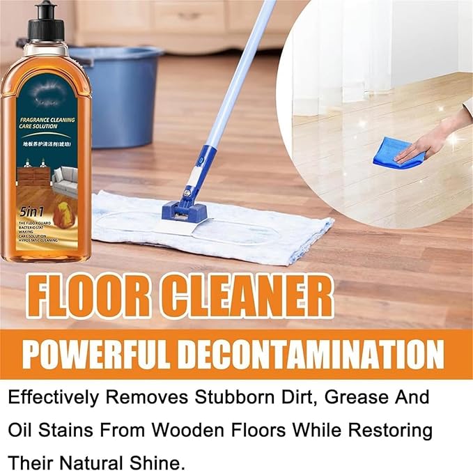Spainho Floor Cleaner, 5 in 1 FloorCleaner, Fragrance Cleaning Care Solution, Dual-Action Stain Remover and Natural Shine, for Hardwood Floors,Bathroom, & Kitchen (2 Pack)