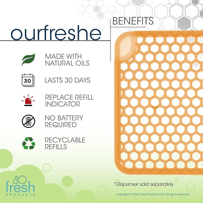 Fresh Products ourfreshe Plug In Air Freshener 30 Day Refills Replace Messy Aerosols with Dry Fragrance For Use in Medium Sized Spaces Summer Sunshine 6 Pack