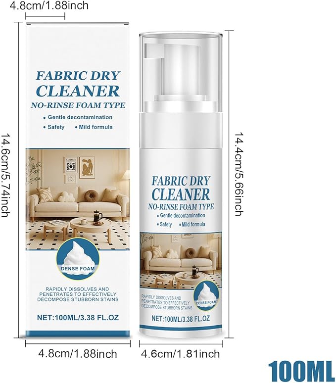 Couch Cleaner For Fabric, 100ml Powerful Stain Remover Spray, Professional Sofa Cleaner, Laundry Stain Removers, Household Supplies for Kitchen Car Patio Carpet Upholstery Leather RV