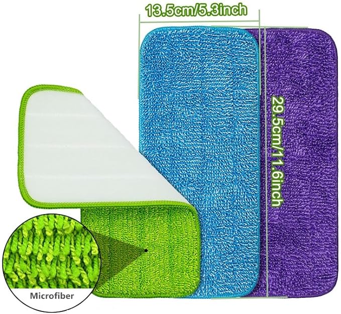 Reusable Mop Pads 8pcs Microfiber Replacement Mop Pads Washable Mops Refill Pad Wet Dry Replacement Heads(Purple)