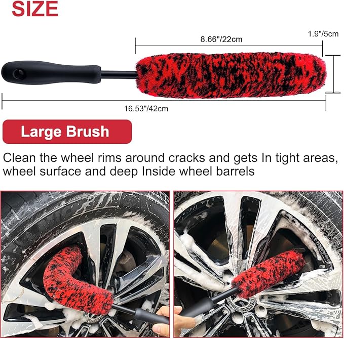 8Pcs Wheel Tire Brush Set, Wheel Brushes for Cleaning Wheels Tire Rim, Soft Wheel Cleaner Brush, Bendable & Durable Car Wheel Rim Detailing Brush for Cleaning Spokes, Fenders, Engines