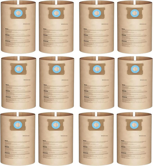 12 Pack DXVA19-4101 Dust Bag Compatible with DEWALT 6-10 Gallon DXV06P DXV09P DXV09PA DXV10P DXV10PL DXV10S DXV10SA DXV10SB Wet/Dry Vacuum Cleaners