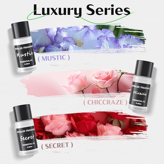 Luxury Series 6-Pack Car Air Freshener Refills (10mL Each) | Smart Diffuser Essential Oil Kit with 6 Unique Fragrances | Long-Lasting Scents for Car Aromatherapy