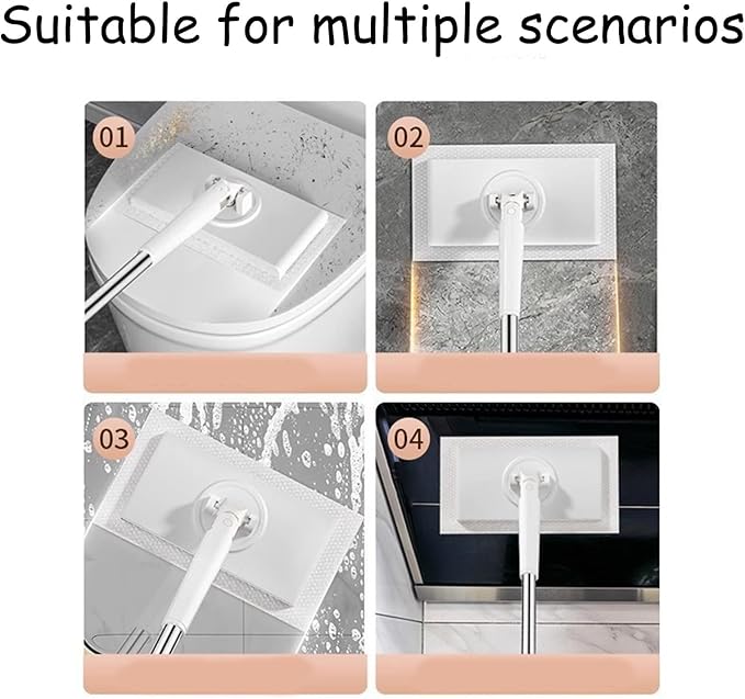 Clip to Grip Mop, Snap Grip Mini Mop, No Wash Lazy Mopes Wet and Dry with 10 Reusable Cloths, Zero Touch Mini Mops, Automatic Cloth Clip and No Wash Mops