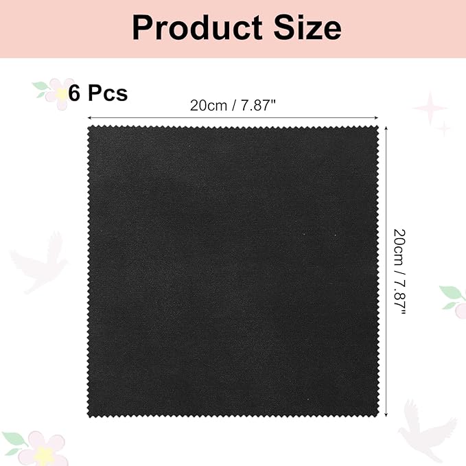 uxcell 6 Pcs Microfiber Cleaning Cloth for Glasses, 8 x 8 Inch Eyeglass Cleaning Cloth, Glasses Cleaner Wipes for Electronics Lenses Screens Cameras Cell Phones, Black