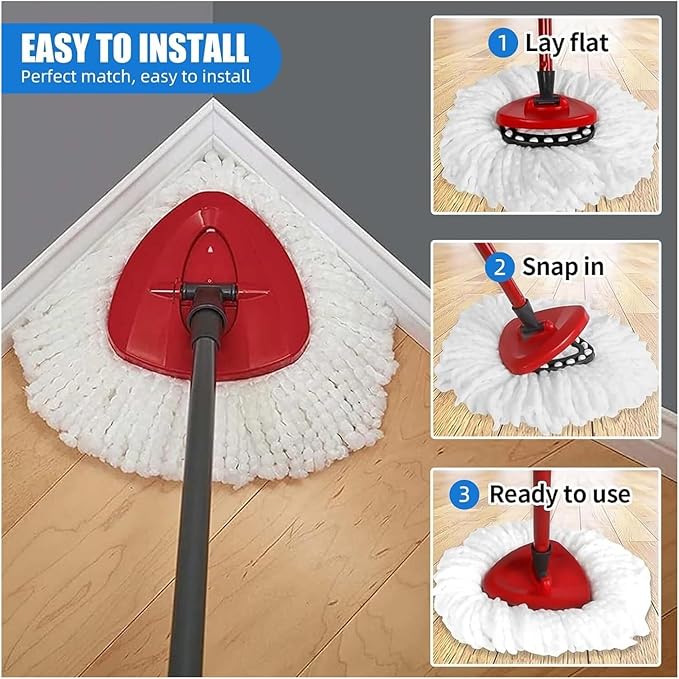 Mop Refill Head ,Compatible for Clean Turbo 2 in 1 Classic Spin Microfibre Universal Triangle Replacement(5pcs)