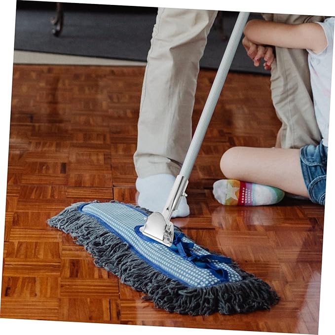 LIFKOME Mop Rod Chuck Mop Head Replacement Portable Mop and Bucket Broom Pole Adapter Sound Deadening Spray Mop Handle Wallpaper Roller Clips to Hold Brooms Car para Stainless Steel Silver