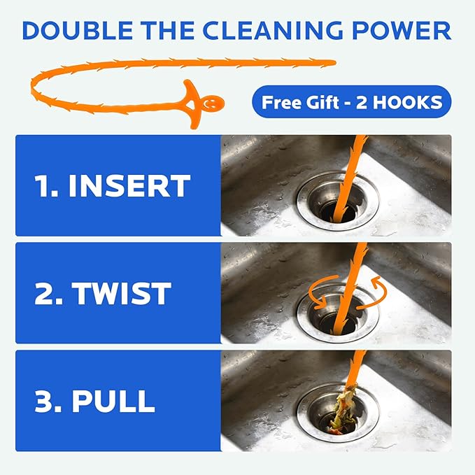 Sink Drain Cleaner Powder: Drain Clog Remover for Kitchen Bathroom Tubs and Showers - Improve Water Flow and Support Home Plumbing (400g)