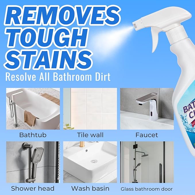 NUAN Bathroom Descaler Foam Cleaner for Hard Water Stains - Powerful Foaming Spray for Shower Toilet Sink Tile Cleaning, Limescale Buildup Remover All-Purpose Bathroom Cleaner (33.8 Fl Oz)