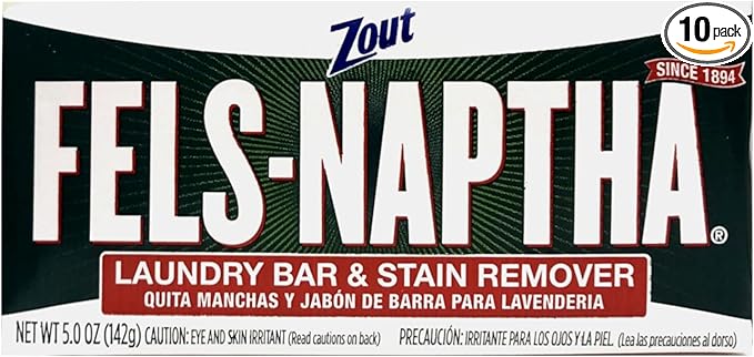 Zout Fels-Naptha Laundry Bar & Stain Remover & Pre-treater, 5 Ounce Pack of 10