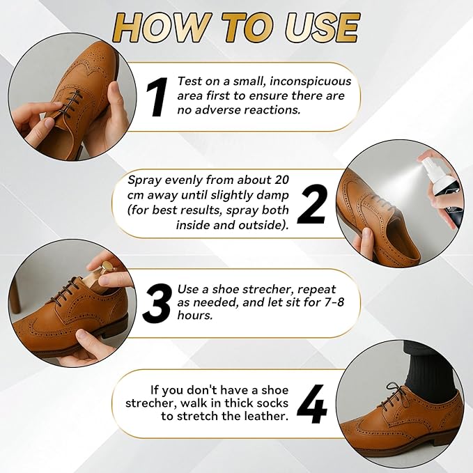 Shoe Stretch Spray, Professional Leather Softener, Used with Shoe Stretcher, Relieve Boot Pinching, for Women and Men, 6.0 FL.OZ