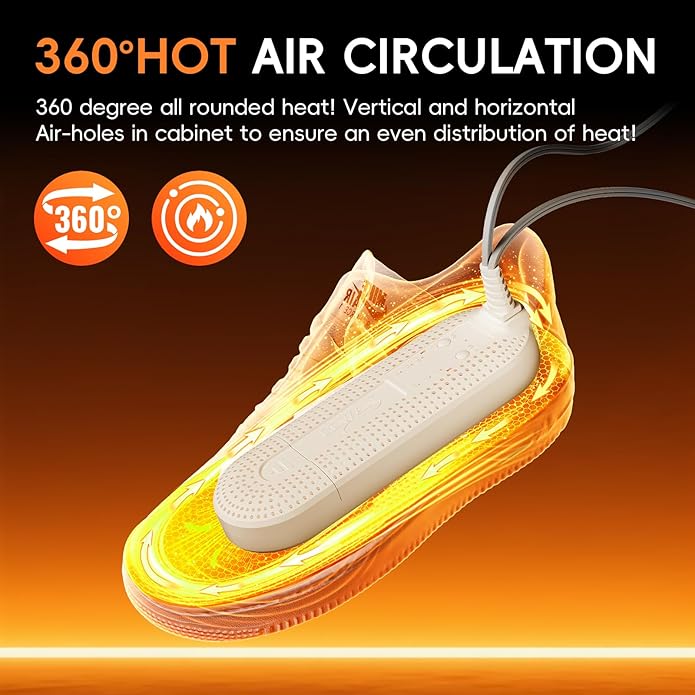 Electric Shoe Dryer, Ski Boots Dryer, Shoe & Boot Warmer for Sweaty Sneakers Trainer Shoes with 4/8/10 Hours Timer