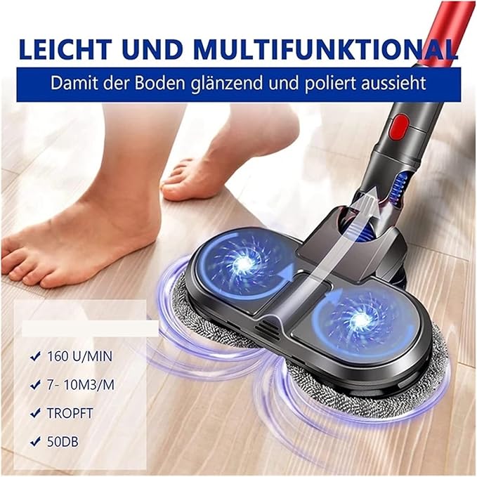 Electric Mop Head Vacuum Spin Mop Replacement, Compatible for Dyson V6 DC58 DC59 DC62 V7 V8 V10 V11 V15(V7 V8)