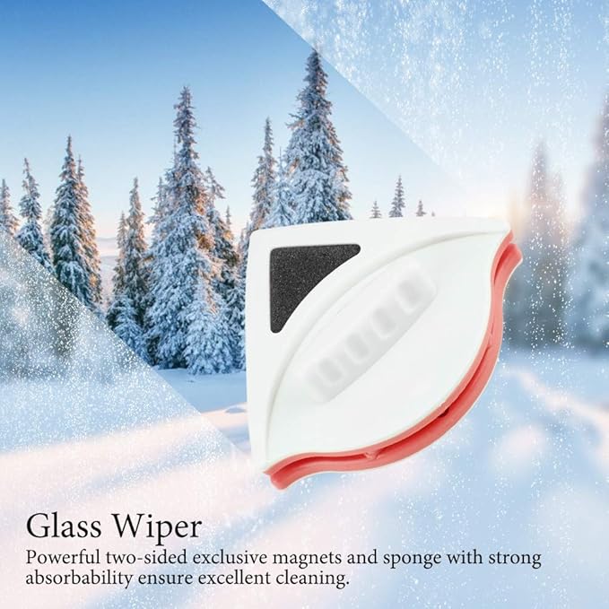 Double-Sided Magnetic Window Cleaner, Glass Cleaning Glider Washing Wiper, Cleaning Tool Brush for High-Rise And Car Window(15-24mm-Red)